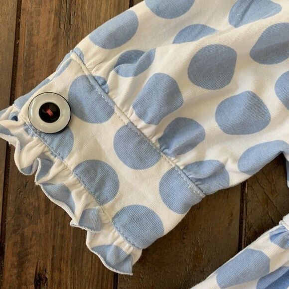 Matilda Jane White Top with Blue Polka Dots 12-18M - Picture 3 of 4